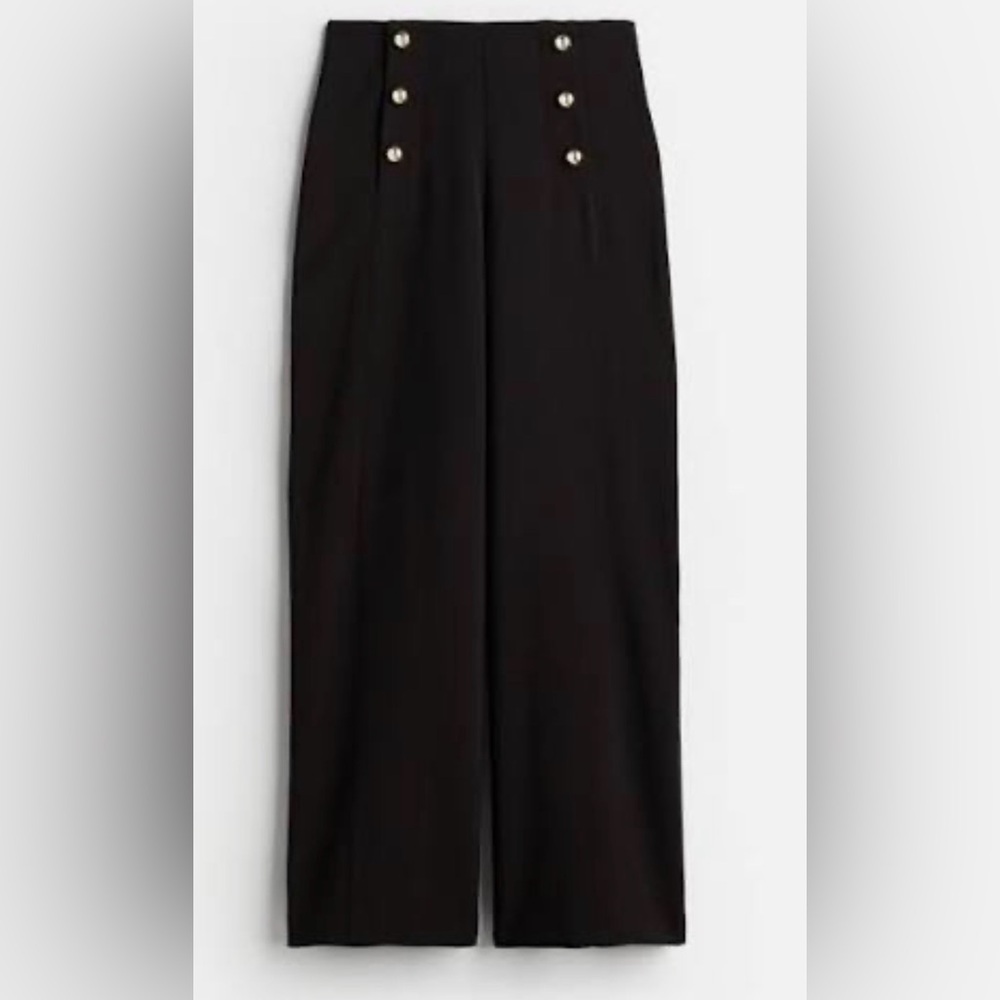 H&M Black High-Waist Pants with Gold Buttons